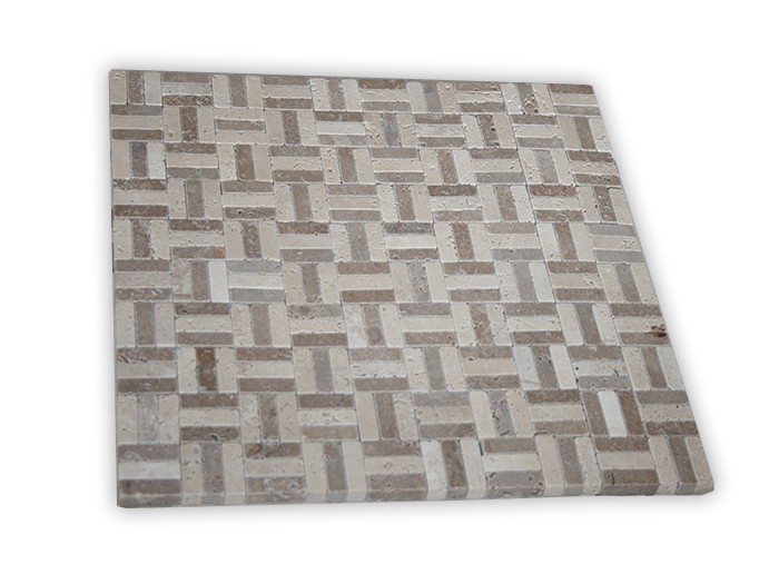 Mosaïque Trio sur trames 23x23 Travertin Turc Classic Noce Mix Premier choix