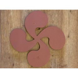 Croix Basque en terre cuite 28cm ép.1,8cm Rosé-Rouge Lisse