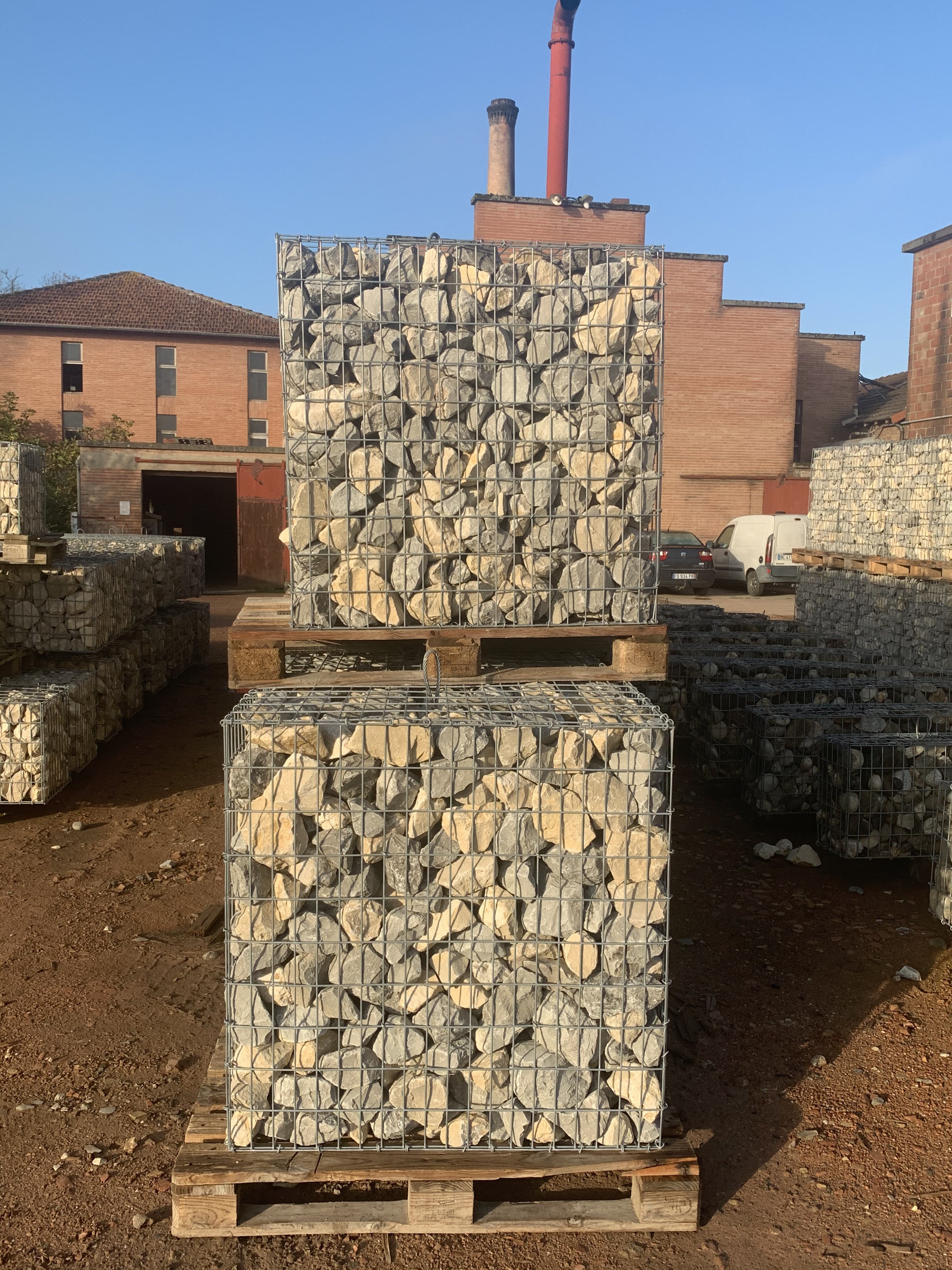 Gabion 1x0.5x1 m pré-rempli Calcaire Gris