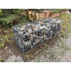 Gabion 1x0.5x0.5 m pré-rempli galets de Garonne ou Calcaire Gris