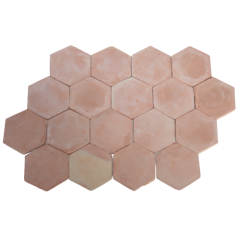 Carrelage Tomette Moulé Main Paille rosé Hexagone de 16 en 2 cm d'épaisseur