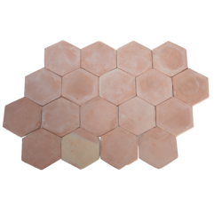 Carrelage pierre naturelle Tomette Moulé Main Paille rosé Hexagone de 16 en 2 cm d'épaisseur