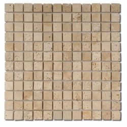 Mosaïque Travertin sur trame 2.3x2.3x1 cm 1er choix Mix