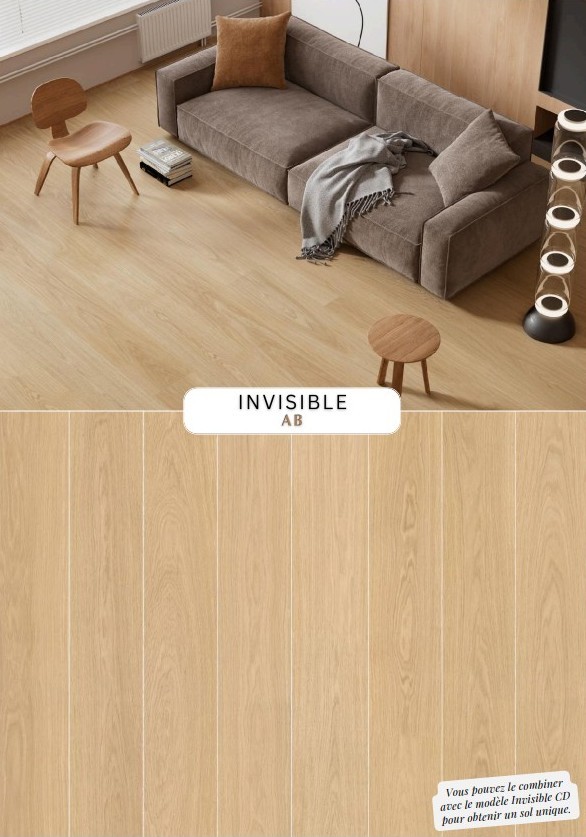 Revêtement de sol 100% recyclable Invisible AB 1830x228x6.2 mm