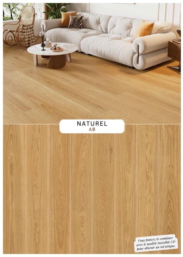 Revêtement de sol 100% recyclable Invisible AB 1830x228x6.2 mm