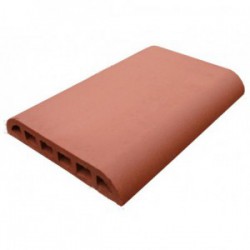 Chaperon arrondi terre cuite lisse 40x27.5x5 cm Rosé-Rouge